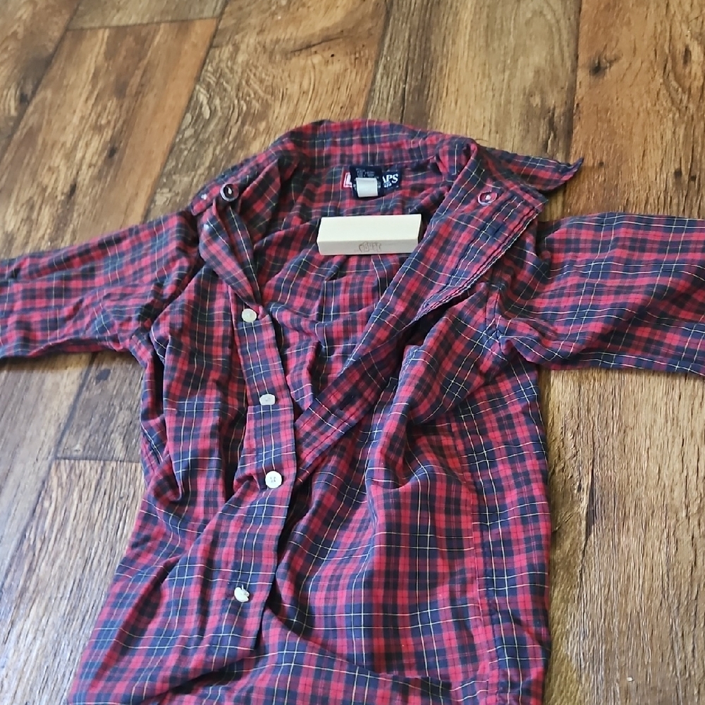 Chaps Red and Blue Plaid Kids Button Down Shirt